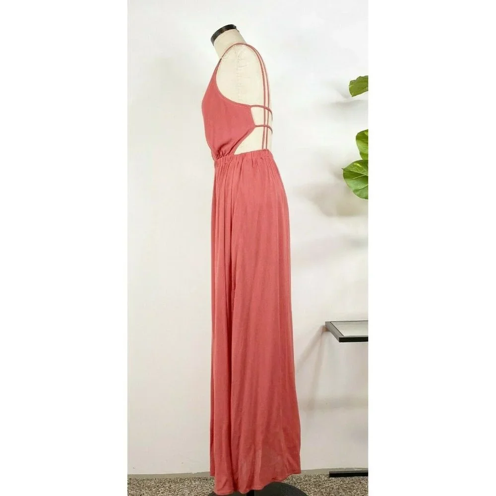 Lulus Womens Lost In Paradise Maxi Dress Medium Pink Strappy Tank R63897 - Picture 3 of 9